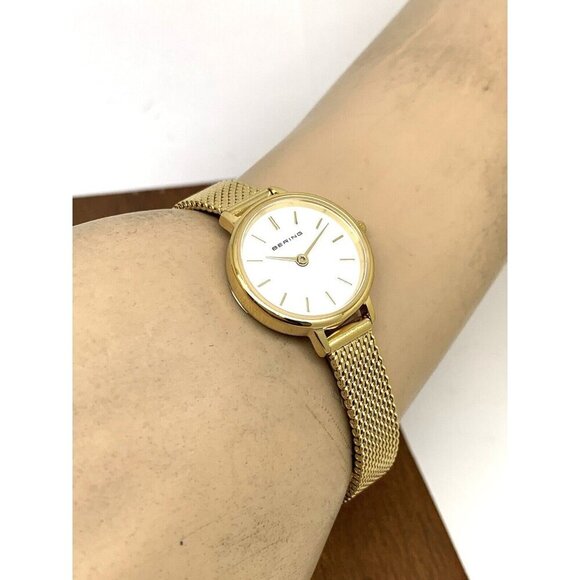 Bering Womens Watch 11022-334 Quartz White Dial Gold Stainless Steel Petite 22mm - Picture 6 of 14